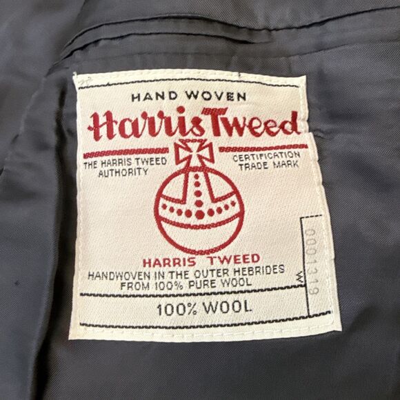 VTG LANDS END Authentic Men’s Harris Tweed Wool Sport Coat 44R Houndstooth Lined - Picture 13 of 14